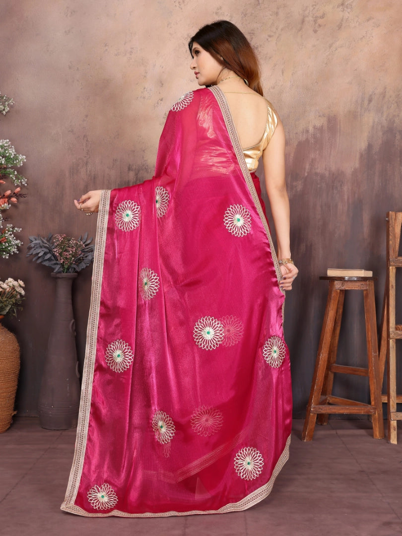 Rani Pink Chiffon Silk Saree