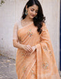 Simple Orange Linen Summer Saree