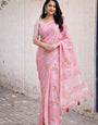 Simple Pink Linen Summer Saree