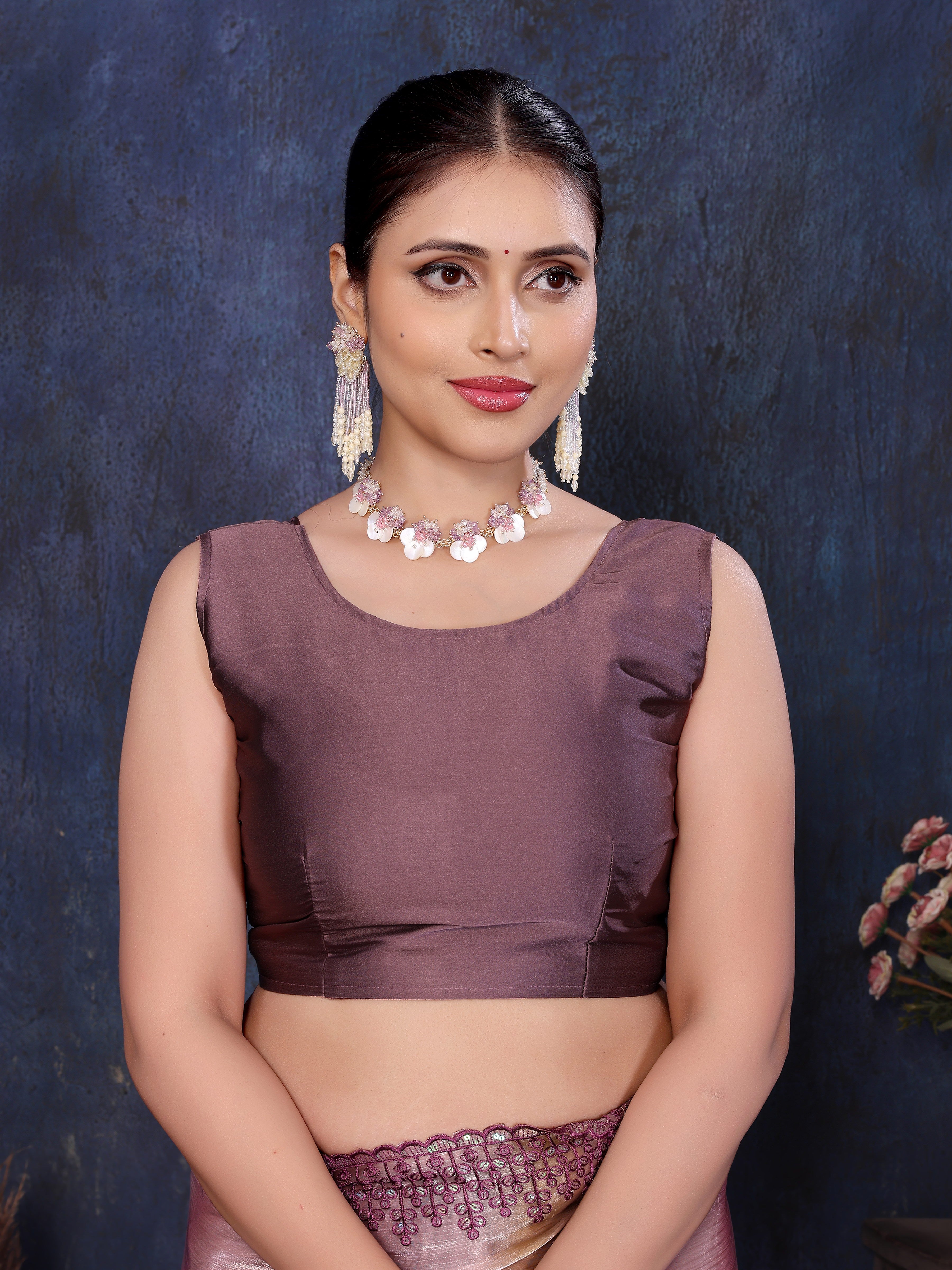 pink jimmy choo designer silk saree with blouse