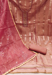 pink organza unstitched suit for women