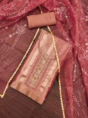 pink organza unstitched suit with dupatta