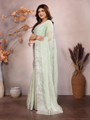 pista green barbari jimmy choo silk saree collection