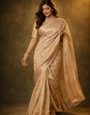 Cream Cotton Silk Thread Work Saree