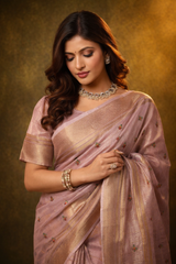 Purple Cotton Silk Thread Work Saree