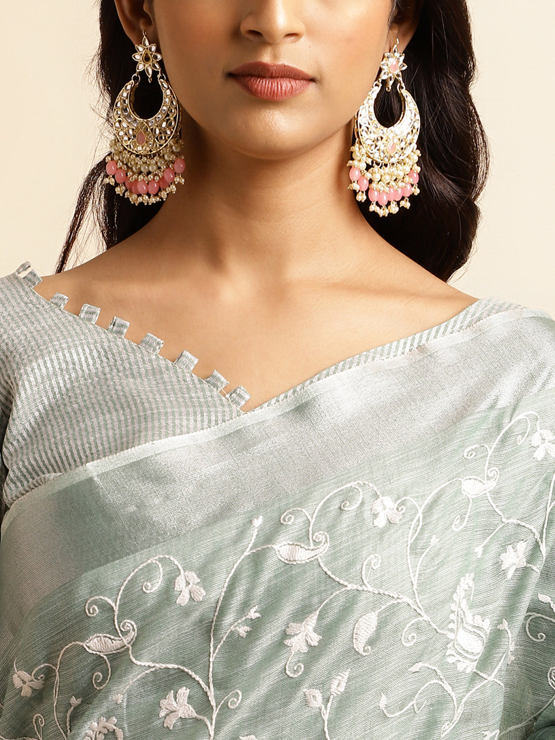 pure linen cotton sarees floral work