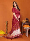 Red Cotton Silk Bandhani Saree