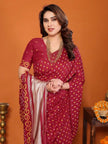 Red Cotton Silk Bandhani Saree