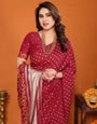 Red Cotton Silk Bandhani Saree