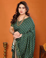 Dark Green Cotton Silk Bandhani Saree