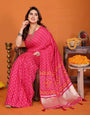 Rani Pink Cotton Silk Bandhani Saree