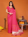 Rani Pink Cotton Silk Bandhani Saree