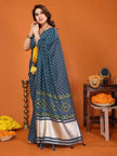 Blue Cotton Silk Bandhani Saree