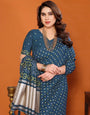 Blue Cotton Silk Bandhani Saree