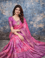 Rani Pink Dola Silk Bandhani Printed Saree