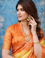 Orange Dola Silk Bandhani Printed Saree