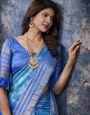 Blue Dola Silk Bandhani Printed Saree