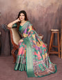 Green Dola jacquard with Rajasthani jhalak Digital Print Saree