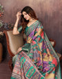 Green Dola jacquard with Rajasthani jhalak Digital Print Saree