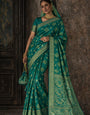 Teal Green Pure Banarasi Silk Saree