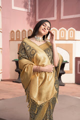 traditional green zari saree for wedding