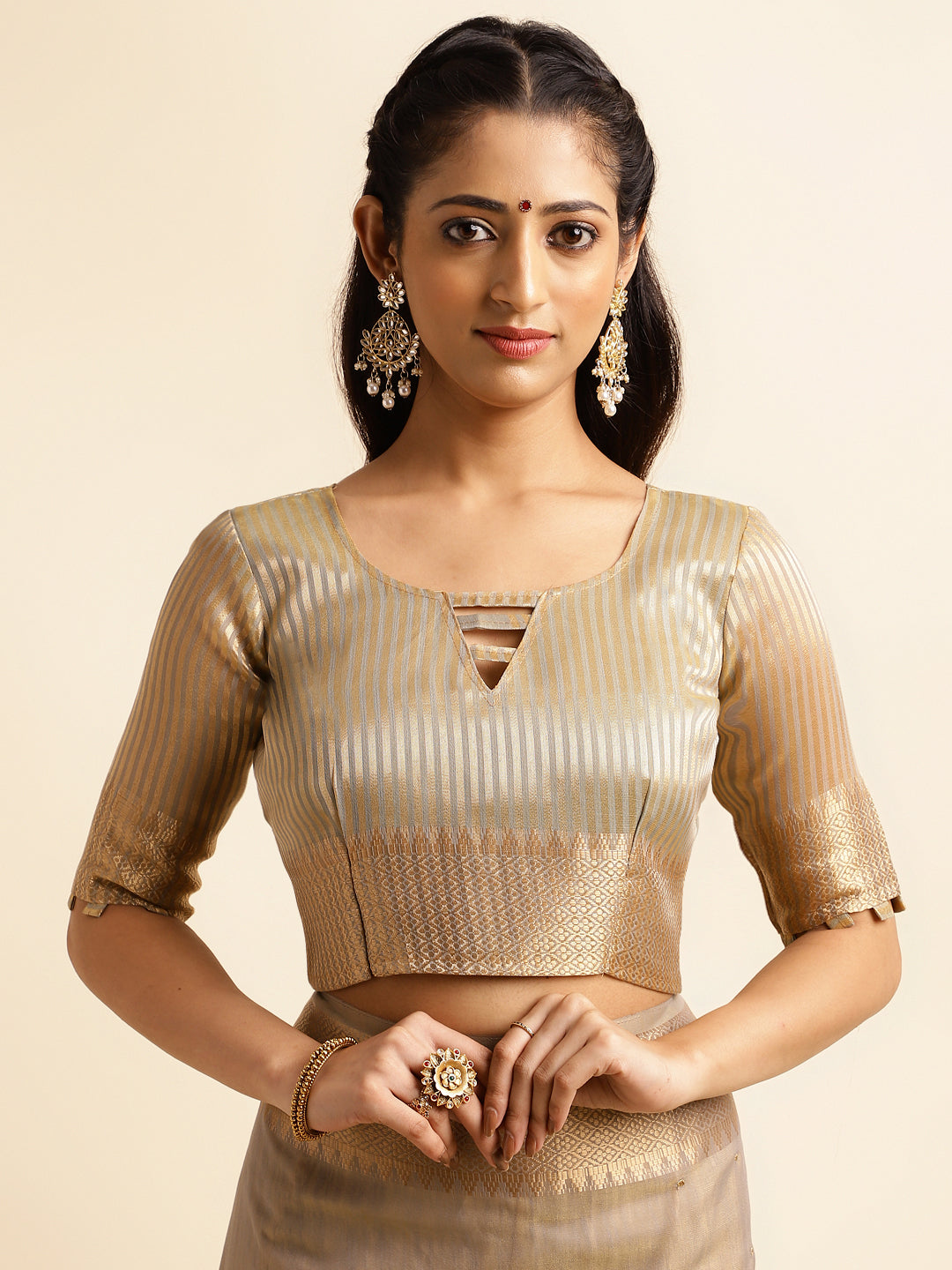 traditional grey saree for diwali celebration