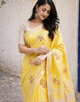 Simple Yellow Linen Summer Saree