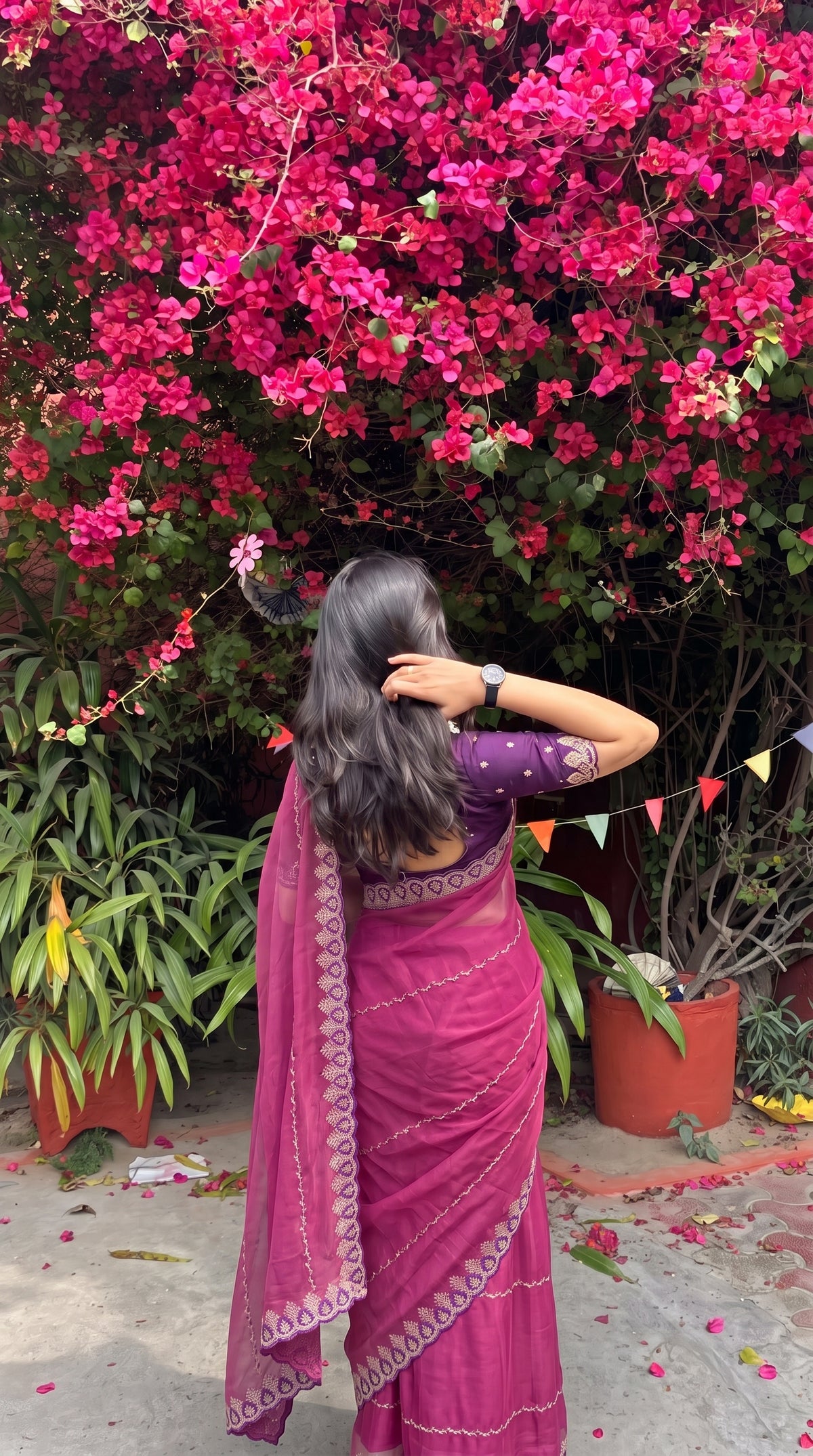 Pink Soft Georgette Embroidery Saree